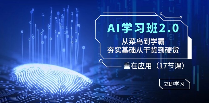 AI学习班2.0：从菜鸟到学霸，夯实基础从干货到硬货，重在应用（17节课）5185 作者:福缘创业网 帖子ID:106468 